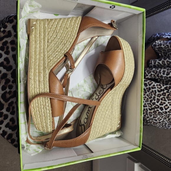 Sam Edelman Turner Tan Leather 4.5 in wedge, 2 in platform sandals Size 11 - Picture 5 of 6
